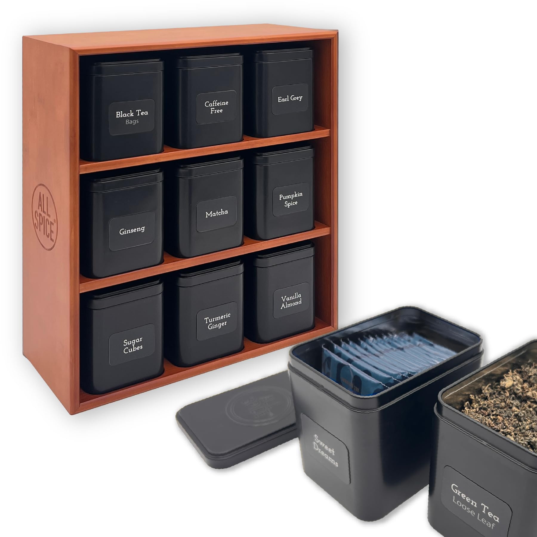Amazon.com: AllSpice Tea Organizer Rack with 9 Tins & 160 Magnetic
